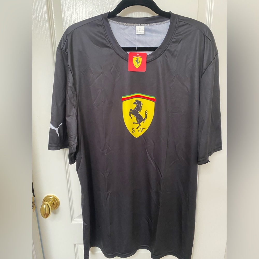 Puma Black Short-Sleeve Men's Ferrari Crest Shirt